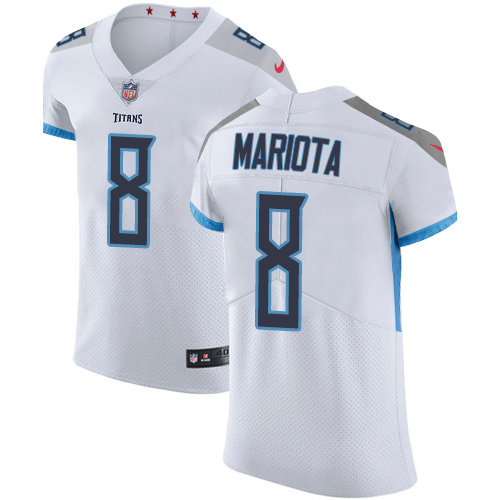 Nike Titans #8 Marcus Mariota White Men's Stitched NFL Vapor Untouchable Elite Jersey - Click Image to Close